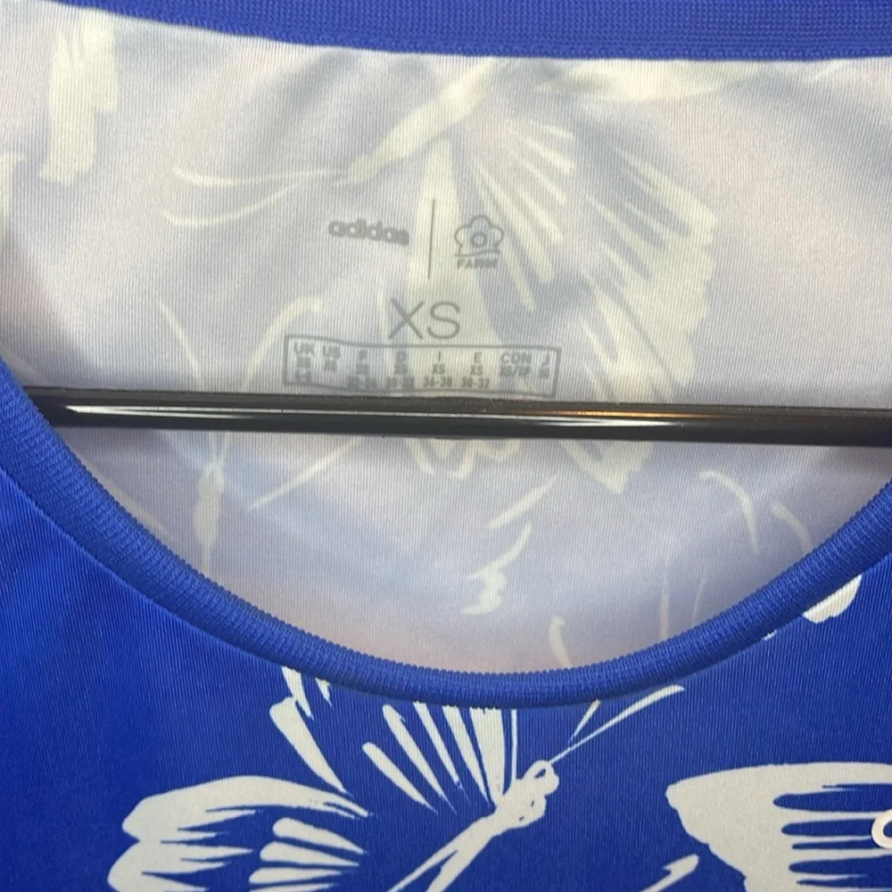 Adidas X Farm Rio Dress Blue Butterfly Print Short Sleeves Size‎ XS
